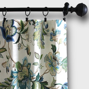 Brissac Curtains,3 Colors,Floral Jacobean Curtain Panels,Drapery Window Treatments,Valance, Tier Kitchen Cafe Curtains,Custom Drapes-UNLINED