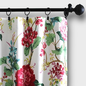 Bliss Floral Curtains,Floral Curtain Panels,Drapery Window Treatments,Valance, Tier Kitchen Cafe Curtains Single/ Set Custom Drapes-UNLINED