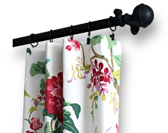 BUTTERFLY TRAIL Cafe Curtains | Tier Curtains | Custom Curtains  | Set of 2 Panels| Select Your Custom Length from 15" to 96" Long-UNLINED