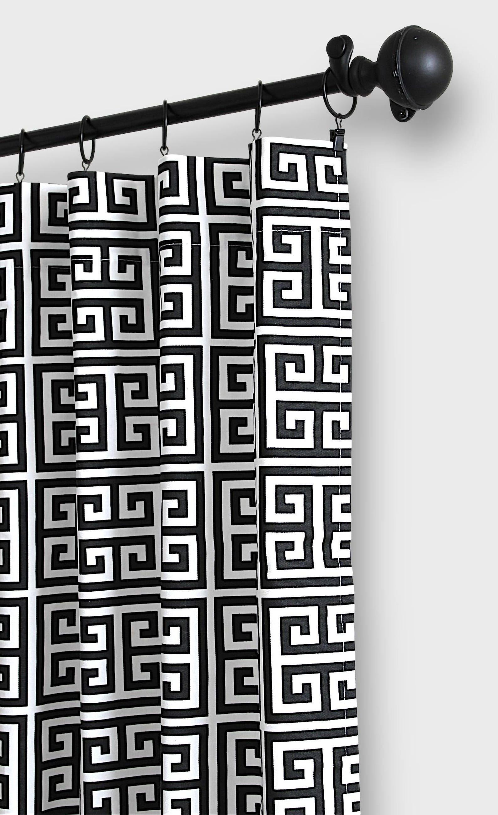 Tower Geometric Curtains,black Greek Key Curtain Panels,drapery Window ...