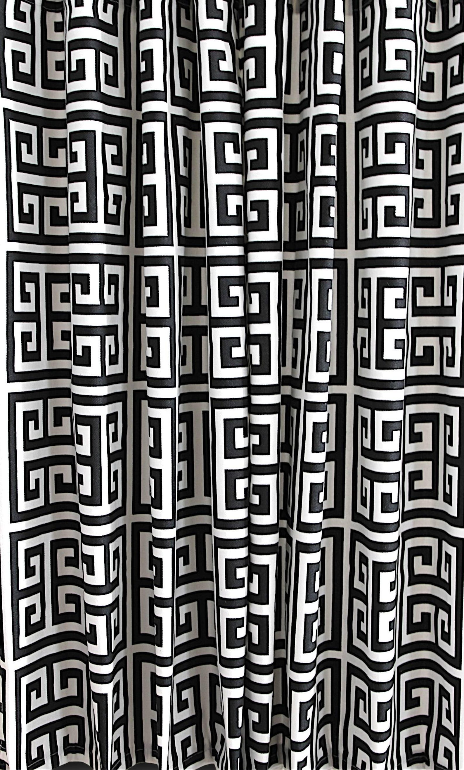Tower Geometric Curtains,black Greek Key Curtain Panels,drapery Window ...