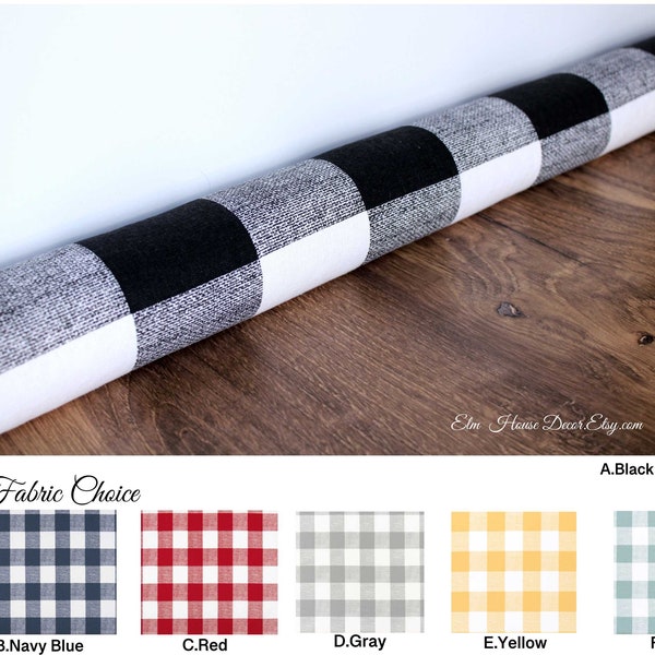 Farmhouse  Buffalo Plaid  Door Draft Stopper. Colors : Black & White. Choose Your Length ( 28”L up to 42”L) Various Colors  *****UNFILLED