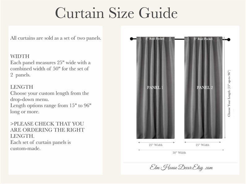 Finders Keepers Cafe Curtains Tier Curtains Custom Curtains Set of 2 Panels Select Your Custom Length from 15 to 96 Long-UNLINED image 6