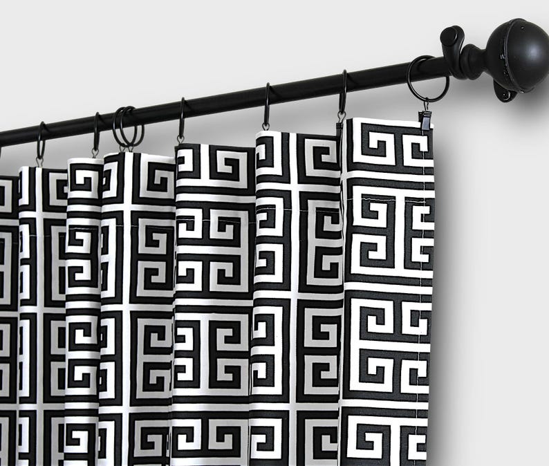 Tower Geometric Curtains,black Greek Key Curtain Panels,drapery Window ...