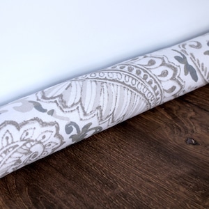 Shannon Paisley Check Door Draft Stopper. Colors :Ecru  & White. Choose Your Length ( 28”L up to 42”L) *****UNFILLED