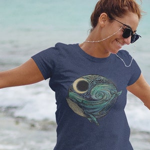 Whale and Moon Ladies | Women's short sleeve t-shirt, Meet me where the moon meets the sea, sea life, whale watching, ocean