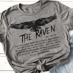 Edgar Allan Poe Classic Poem about the Raven | Short-Sleeve Unisex TShirt | If this doesn't remind you of Halloween, crows, ravens, darkness