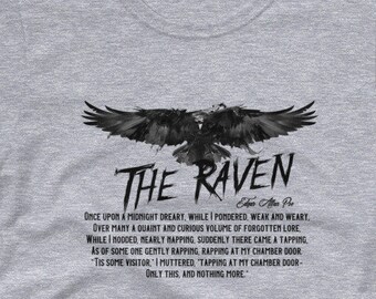 Edgar Allan Poe Classic Poem The Raven, Women's short sleeve t-shirt, custom t-shirt,Raven