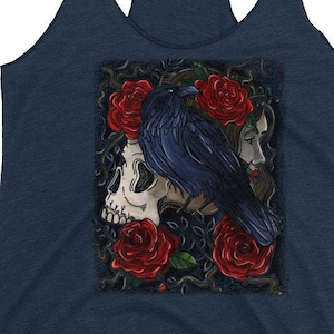 Vintage goth, Raven, Edgar Allan Poe Women&#39;s Racerback Tank