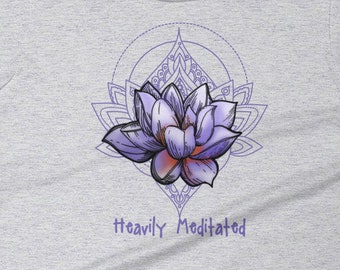 Unique Lotus Printed t shirts - Cute Floral Women Short Sleeve Tees - Heavily Meditated Yoga T Shirt for Ladies - Colorful Girls Clothing