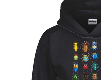 Kids Bug Hoodie: Vibrant Insect Graphics - Youth Sizes, Soft Durable Material, Science Enthusiast Gift