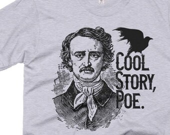 Edgar Allan Poe Shirt The Raven Silhouette Gothic Grunge Dark Academia Tee