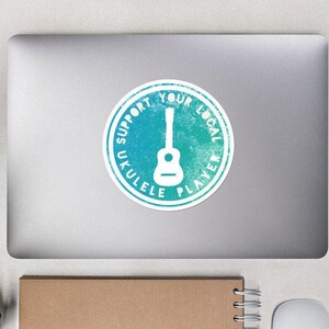 Ukulele Player Sticker Gift For Musicians Bubble Free Vinyl Decal High Opacity Waterproof Laptop Decoration Music Lover Present Island Melodies Art Vintage Design Nostalgic Music Theme Instrument Enthusiast Collection Hawaiian Music Fan