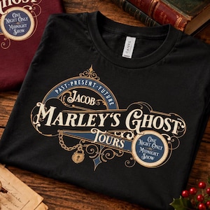 Jacob Marley Ghost Tour Shirt Dickens Christmas Carol Literary Men Gift English Teacher Reader Book Fan Apparel Victorian Gothic Holiday Tee