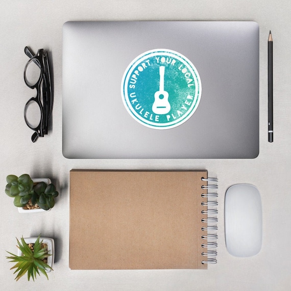 Support Local Ukulele Player Sticker: Bubble-Free Vinyl Decal