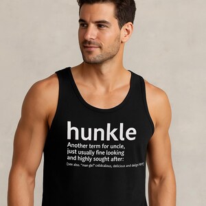 Funny Uncle Tank Top | Hunkle for New Uncle, Men's Cotton Jersey Athletic Tank in black