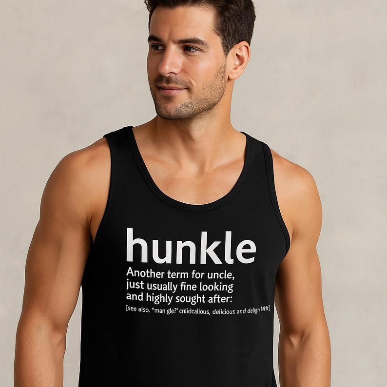 Funny Uncle Tank Top | Hunkle for New Uncle, Men's Cotton Jersey Athletic Tank in black
