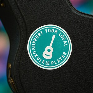 Bubble Free Sticker Premium Vinyl Decal Island Melodies Art Ukulele Player Design Waterproof Laptop Decoration High Opacity Adhesive Music Lover Gift Vintage Nostalgic Style Musicians Present Instrument Enthusiast Collection Hawaiian Music