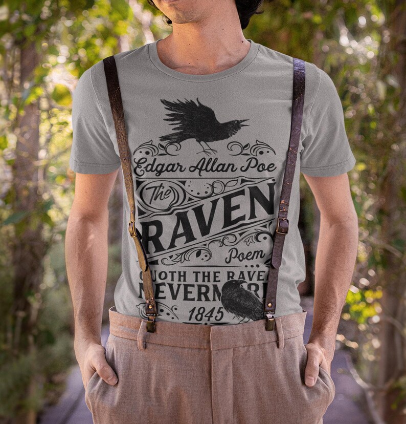 The Raven Shirt Edgar Allan Poe Dark Poetry Gothic Literature Tee image 1