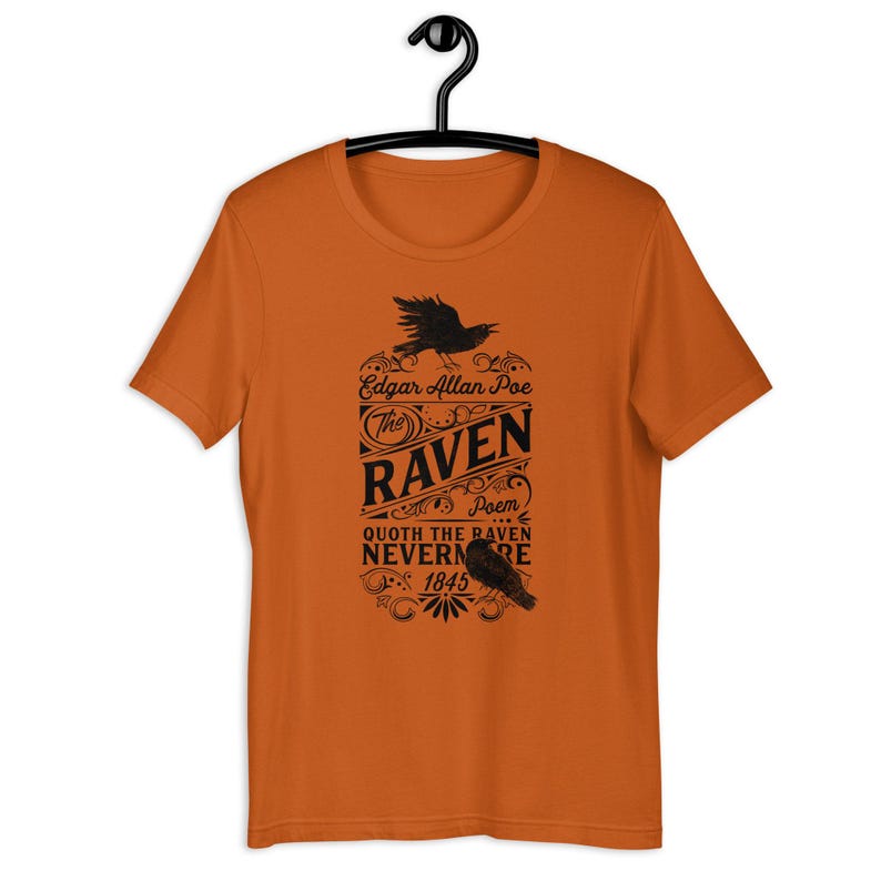 The Raven Shirt Edgar Allan Poe Dark Poetry Gothic Literature Tee image 3