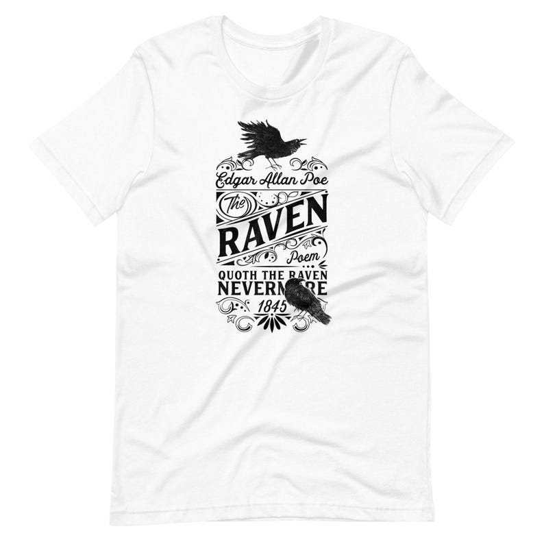 The Raven Shirt Edgar Allan Poe Dark Poetry Gothic Literature Tee image 8