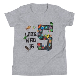 5th Birthday Party, Youth Short Sleeve T-Shirt, Graphic tee for bug loving kids