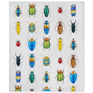 Bed Bugs, Creepy Crawlys, Minky Blankets, Watercolor Bugs Blanket