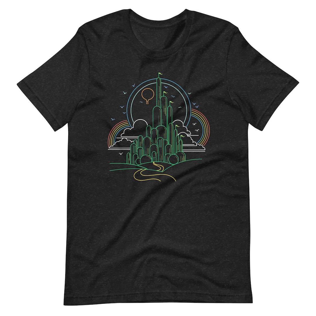 【MALBON】[Wiz Collection] Wizard Stripe T-shirt Wizard of Oz Line Art, Unisex T-shirt, Yellow Brick Road, Oz