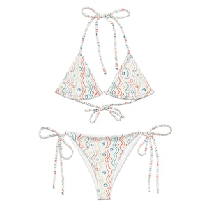 fun waves All-over print recycled string bikini, beach pattern
