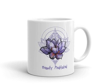 Yoga Mindfulness, ceramic Mug Tea Cup, Vivid Lotus Flower Print