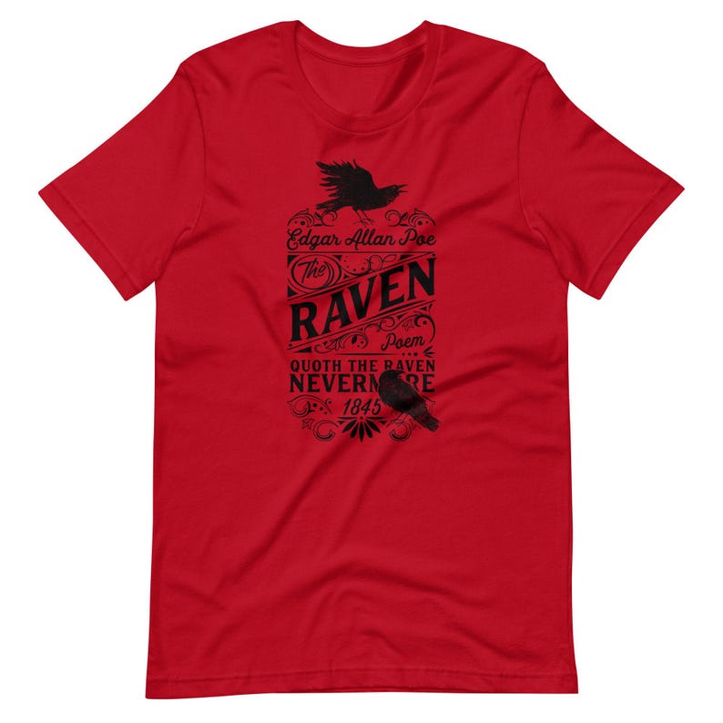 The Raven Shirt Edgar Allan Poe Dark Poetry Gothic Literature Tee image 4