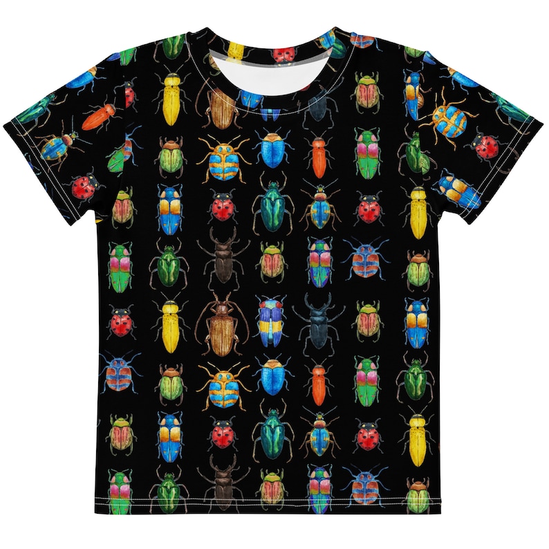Bugs are crawling all over me! Kids crew neck t-shirt, Bug theme tee, fun bugs in full color, beetles and bugs