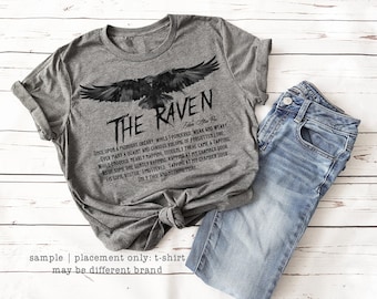 Edgar Allan Poe Raven Shirt: Nevermore Dark Academia Tee, Literary Quote Gift for Book Lovers, Unisex Cotton T-Shirt
