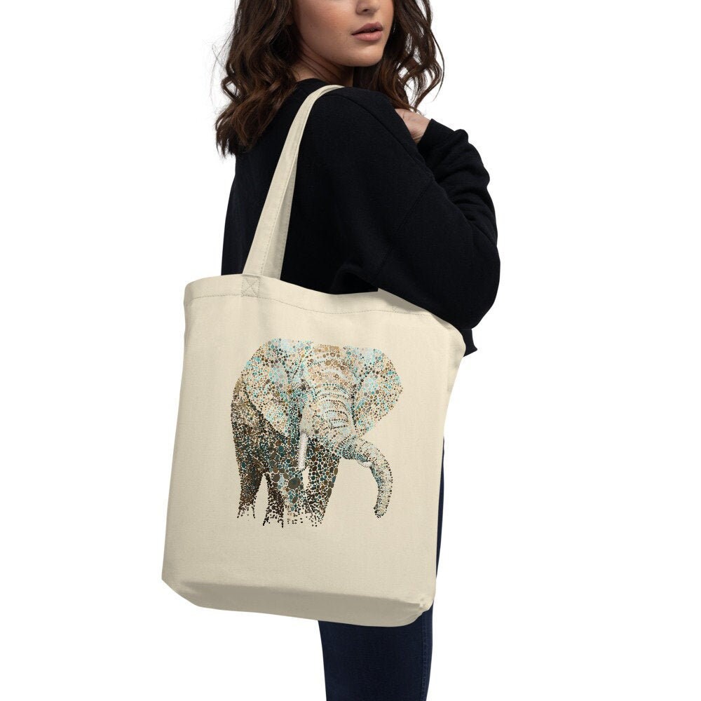 Elephant Eco Tote Bag Custom Elephant design Animal Lover Etsy