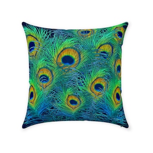 Peacock Pillow case, Throw Pillows, Royal Colors and beautiful pattern of a stunning animal, no ordinary bird is the peacock