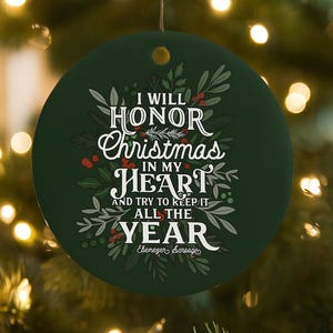 Scrooge Ornament, Dickens Quote, Holiday Tree Decoration, Ebenezer Scrooge Inspired Gift, Vintage Botanical