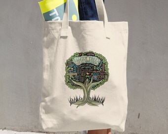 Family Trees Printed Shopping Bags - Womens Eco Friendly Genealogy Bag - Unique Reusable Market Tote Bag - Cute Christmas Gift For Girls