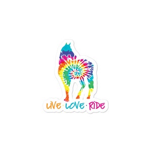 Adhesivo de vinilo duradero con diseño ecuestre tie-dye de caballo (sin burbujas, película de alta opacidad, para uso en interiores). imagen 2