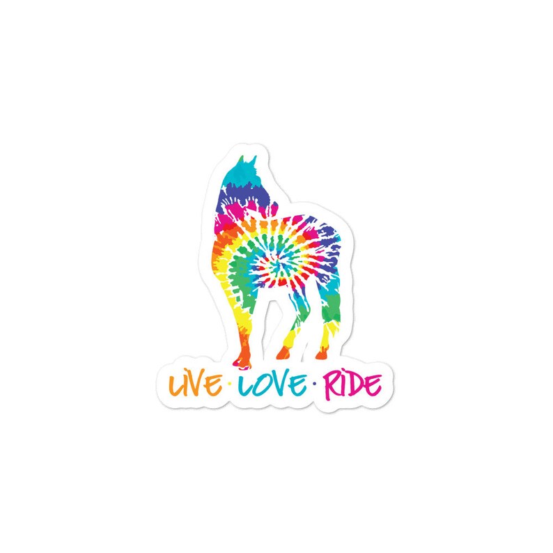 Adhesivo de vinilo duradero con diseño ecuestre tie-dye de caballo (sin burbujas, película de alta opacidad, para uso en interiores). imagen 2