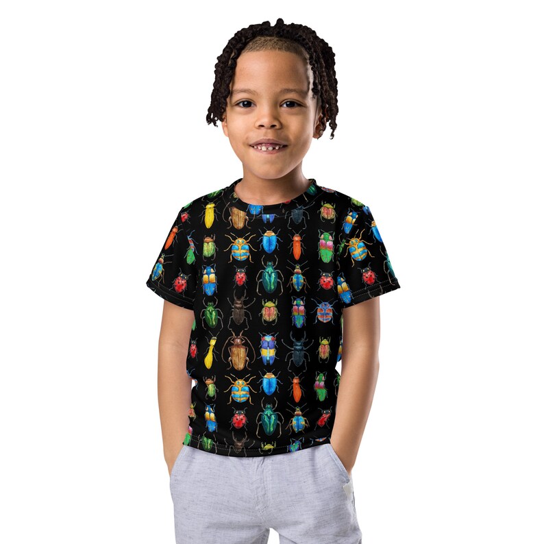 Bugs are crawling all over me! Kids crew neck t-shirt, Bug theme tee, fun bugs in full color, beetles and bugs