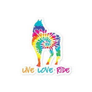 Adhesivo de vinilo duradero con diseño ecuestre tie-dye de caballo (sin burbujas, película de alta opacidad, para uso en interiores). imagen 3