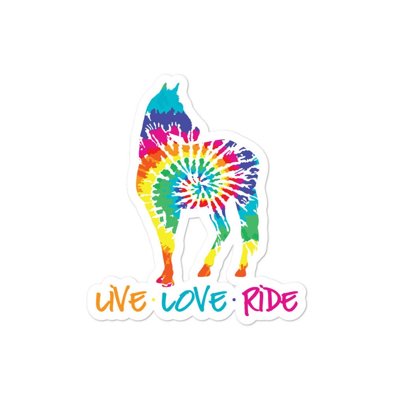 Adhesivo de vinilo duradero con diseño ecuestre tie-dye de caballo (sin burbujas, película de alta opacidad, para uso en interiores). imagen 3