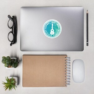 Musicians Gift Sticker Ukulele Player Present Nostalgic Music Art Bubble Free Vinyl Decal Waterproof Laptop Decoration High Opacity Adhesive Island Melodies Design Vintage Style Music Lover Collection Instrument Enthusiast Gift Hawaiian