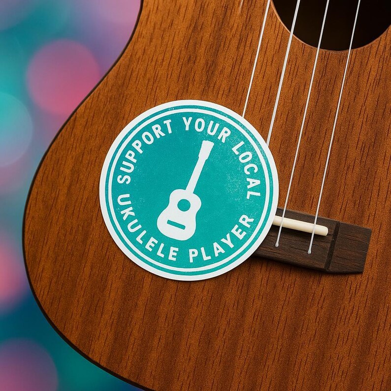Ukulele Player Sticker Bubble Free Vinyl Decal High Opacity Waterproof Laptop Decoration Gift Musicians Nostalgic Music Art Island Melodies imagem 6