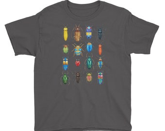 Beetles Kids Bug T-Shirt: Funny Insect Graphic Tee, Entomology Birthday Gift for Nature-Loving Kids, Unisex Cotton