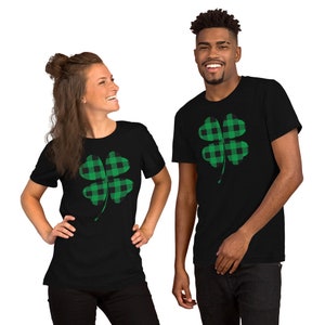 Shamrock Leaf Print T Shirt, Saint Patrick’s Day Outfit, Half Sleeve Unisex Tee, Irish Lucky T Shirt, Gift for Couple