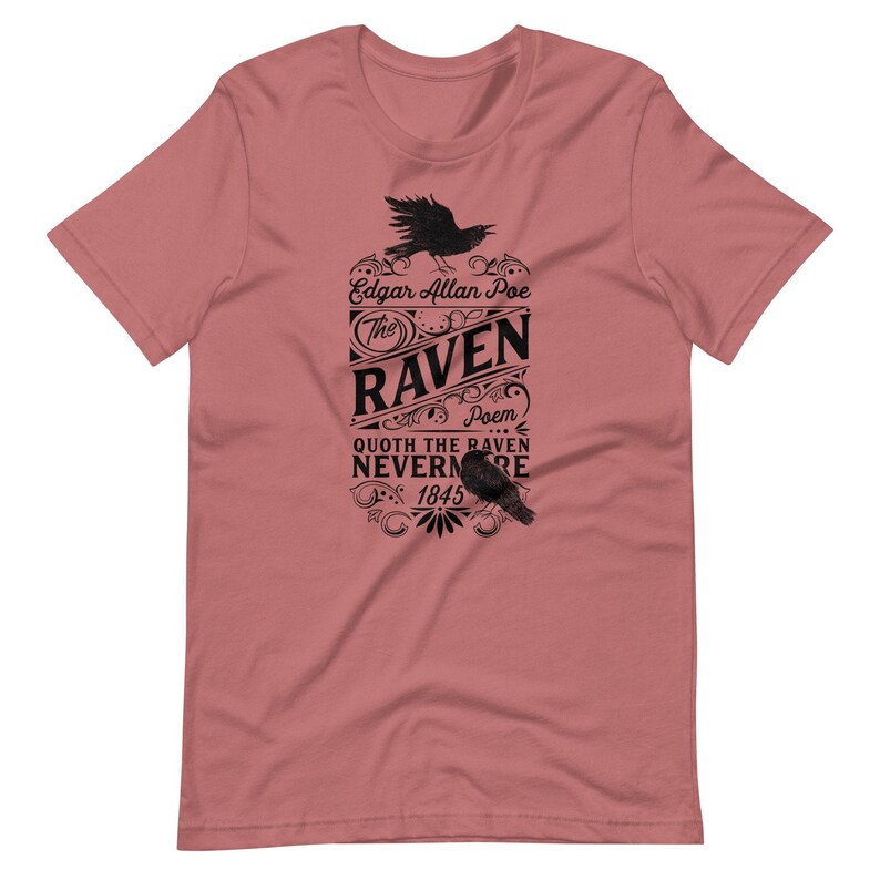 The Raven Shirt Edgar Allan Poe Dark Poetry Gothic Literature Tee image 7