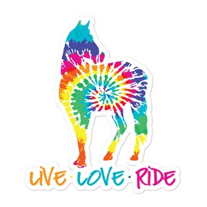 Adhesivo de vinilo duradero con diseño ecuestre tie-dye de caballo (sin burbujas, película de alta opacidad, para uso en interiores). imagen 1