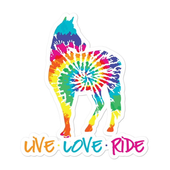 Tie Dye Horse Sticker Durable Vinyl Decal, Colorful Equestrian Design (Bubble-Free, High Opacity Film, Indoor Use)