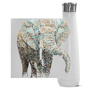 Elephant Peristyle Water Bottles, illustration, dot pattern, elephant gift,